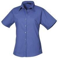 Premier Workwear Ladies Short Sleeve Poplin Blouse Royal Blue 12
