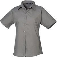 Premier Short Sleeve Poplin Blouse/Plain Work Shirt (16) (Dark Grey)