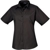 Premier Workwear Ladies Short Sleeve Poplin Blouse Black 16