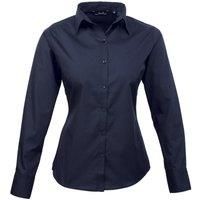 Premier Fitness Women's Poplin Long Sleeve Blouse, Blue (Navy), (Size:24)