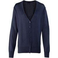 Premier Womens/Ladies Button Through Long Sleeve V-neck Knitted Cardigan (20) (Navy)
