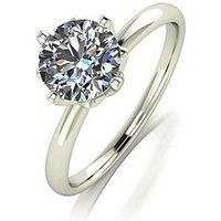 Moissanite Lady Lynsey Moissanite 9Ct White Gold 1.25Ct Total Solitaire Ring With Blue Moissanite Crown