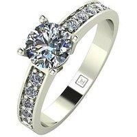 Moissanite Lady Lynsey 9Ct Gold 1Ct Total Round Brilliant Moissanite Solitaire Ring With Stone Set Shoulders