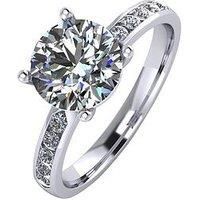 Moissanite Platinum 2.3 Carat Solitaire Moissanite Ring With Stone Set Shoulders
