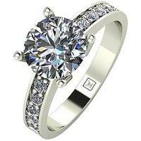 Moissanite Lady Lynsey 9Ct Gold 2.25Ct Total Round Brilliant Moissanite Solitaire Ring With Stone Set Shoulders
