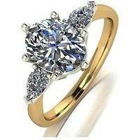 Moissanite Moissanite 9Ct Gold 2.5Ct Eq Total Oval And Pear Shaped Trilogy Ring