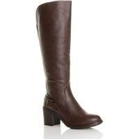 WOMENS LADIES MID HIGH HEEL STRETCH OVER THE KNEE THIGH HIGH BOOTS SIZE
