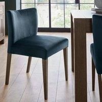 Home Origins Blake Dark Oak - Pair of Dark Blue Velvet Fabric Low Back Chairs