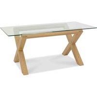 Home Origins Goya Light Oak Clear Tempered Glass 6 Seater Dining Table 2623
