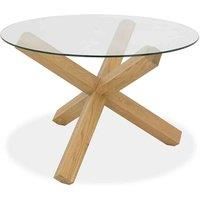 Cannes Light Oak Circular Glass Table