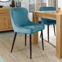 Cezanne - Pair of Petrol Blue Velvet Chairs with Sand Black Powder Coated Legs