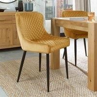 Cezanne - Pair of Mustard Velvet Chairs with Sand Black Powder Coated Legs