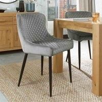 Cezanne - Pair of Grey Velvet Chairs with Sand Black Powder Coated Legs