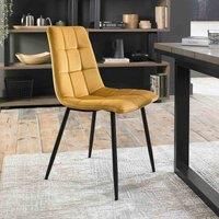 Mondrian - Pair of Mustard Velvet Fabric Chairs with Black Legs