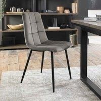 Mondrian Grey Velvet Fabric Chairs with Black Legs