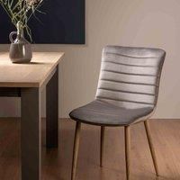 Eriksen - Pair of Grey Velvet Fabric Chairs with Grey Rustic Oak Effect Legs