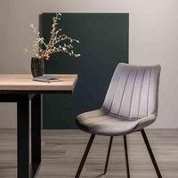 Fontana - Pair of Grey Velvet Chairs with Grey Hand Brushing on Black Legs