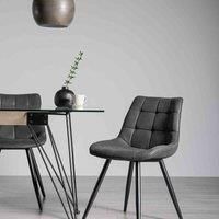 Seurat - Pair of Black Faux Suede Fabric Dining Chairs with Sand Black Powder Coated Legs