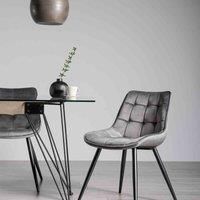 Seurat - Pair of Grey Velvet Chairs with Sand Black Powder Coated Legs