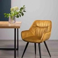 Dali Mustard Velvet Fabric Chairs with Black Legs