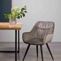 Dali Grey Velvet Fabric Chairs with Black Legs