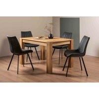 Cannes Light Oak 4-6 Seater Dining Table & 4 Fontana Dark Grey Faux Suede Fabric Chairs