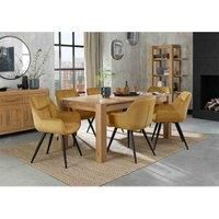 Blake Light Oak 6-8 Seat Dining Table & 6 Dali Mustard Velvet Fabric Chairs