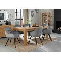 Blake Light Oak Large 6-8 Seat Dining Table & 6 Dali Grey Velvet Fabric Chairs