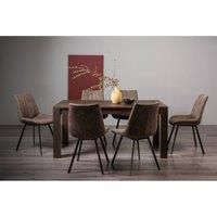 Blake Dark Oak 6-8 Seat Dining Table & 6 Fontana Tan Faux Suede Chairs