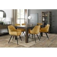 Blake Dark Oak 6-8 Seat Dining Table & 6 Dali Mustard Velvet Fabric Chairs