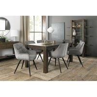 Blake Dark Oak 6-8 Seat Dining Table & 6 Dali Grey Velvet Fabric Chairs