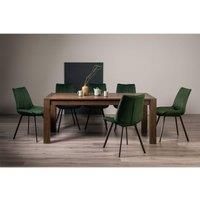 Cannes Dark Oak 8-10 Seater Dining Table & 8 Fontana Green Velvet Fabric Chairs Black Legs