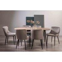 Rhoka Weathered Oak 6-8 Seater Dining Table With Peppercorn Legs & 6 Cezanne Grey Velvet Fabric Chairs With Black Legs