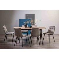 Rhoka Weathered Oak 6-8 Seater Dining Table With Peppercorn Legs & 6 Mondrian Grey Velvet Fabric Chairs With Black Legs