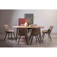 Tuxen Weathered Oak 6-8 Seat Dining Table & 6 Seurat Tan Faux Suede Chairs