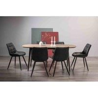 Tuxen Weathered Oak 6 Seat Dining Table & 6 Seurat Dark Grey Faux Suede Chairs