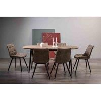 Tuxen Weathered Oak 6 Seat Dining Table & 6 Seurat Tan Faux Suede Chairs