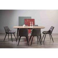 Tuxen Weathered Oak 6 Seat Dining Table & 6 Seurat Grey Velvet Fabric Chairs