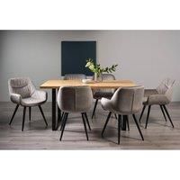 Ramsay Oak Effect 6 Seat Dining Table (U Leg) & 6 Dali Mustard Velvet Chairs