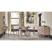 Bentley Designs Tuska Scandi Oak 4 Seater Dining Table & 4 Veneer Back Chairs - Cold Steel Fabric