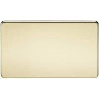 Knightsbridge SF8360PB Screwless 2-Gang Blanking Plate, Polished Brass