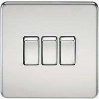 Knightsbridge SF4000PC Screwless 10 A 3-Gang 2 Way Switch, 25 W, 230 V, Polished Chrome