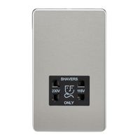 Knightsbridge SF8900PC Screwless Dual Voltage Shaver Socket in Polished Chrome with Black Insert, 5.0 mm*148.5 mm*87.5 mm