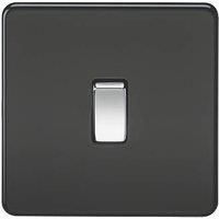 Knightsbridge SF8341MB Screwless 20 A 1-Gang DP Switch, Matt Black with Chrome Rocker