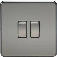 Knightsbridge SF3000BN Screwless 10 A 2-Gang 2 Way Switch, Black Nickel
