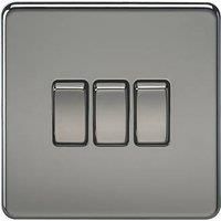Knightsbridge SF4000BN Screwless 10 A 3-Gang 2 Way Switch, Black Nickel