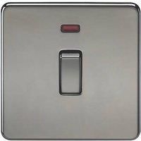 KnightsBridge 20A 1G DP 230V Screwless Black Nickel Electric Wall Plate Switch with Neon