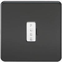 KnightsBridge 13A Screwless Matt Black Fused Spur Connector Unit Wall Plate