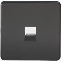 KnightsBridge Screwless Matt Black Telephone Extension Socket Flush Wall Socket