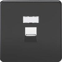 Knightsbridge SFRJ45MB, Screwless Rj45 Network Outlet-Matt Black W/Chrome Shutter